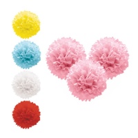 Ciondoli di carta con pompon da 25 cm - 3 pz.