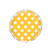 Palloncino rotondo liscio con pallini di 45 cm - Qualatex - 1 unità