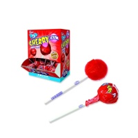 Lecca lecca al gusto di ciliegia con gomma - confezione singola - Fini cherry pop gum - 100 unità