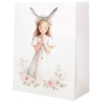Busta regalo Prima Comunione - bambina in preghiera (40 x 30 x 12 cm)