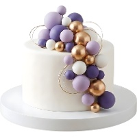 Topper per torta con palline lilla, dorate e bianche - 32 pezzi