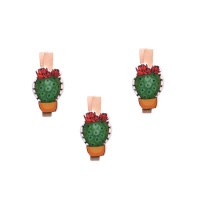 Mollette decorative cactus e fiore da 4,8 cm - 3 unità