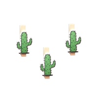 Mollette decorative cactus verdi da 4,8 cm - 3 unità