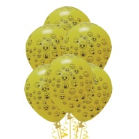 Palloncini in lattice giallo Emoji 30 cm - 5 unità