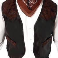 Gilet da cowboy in similpelle marrone per adulti