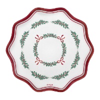 Vassoio di 33 cm di vischio con fiocco rosso - 2 unità