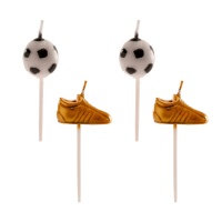 Candeline calcio con palla e scarpetta dorata - 6 unità