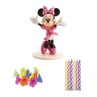 Kit decorazione torta Minnie con candeline - 21 unità