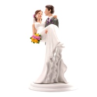 Cake topper per torta nuziale di uno sposo che porta la sposa - 20 cm