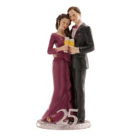 Statuina torta nozze d'argento 25° anniversario da 20 cm