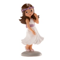 Statuina torta Prima Comunione ragazza bruna - 15 cm