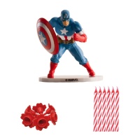 Figura e candeline per torta Capitan America - 21 unità