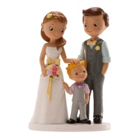Statuina torta nuziale sposi con bimbo - 16 cm