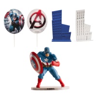 Kit decorazione torta Capitan America - 5 unità