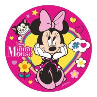 Cialda commestibile Minnie con fiocco rosa - 20 cm