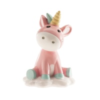 Statuina torta battesimo unicorno bebè rosa - 11 cm