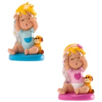 Figura per torta di battesimo con bambino addormentato - 10 cm