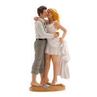 Statuina torta nuziale bacio sposi sulla spiaggia da 17 cm
