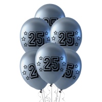 Palloncini argentati per 25° compleanno 30 cm - 6 pezzi