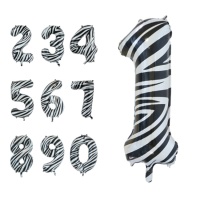 Palloncino numero zebrato da 86 cm - Globos Nordic