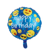 Palloncino rotondo Happy Birthday Emoji da 46 cm - 1 unità
