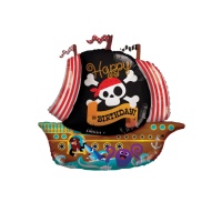 Palloncino XL Happy Birthday Nave Pirata - 91,4 cm