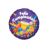 Palloncino viola Feliz Cumpleaños - 46 cm