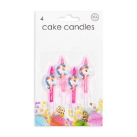 Candele unicorno fucsia 6 cm - 4 unità