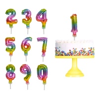 Topper numero palloncino arcobaleno da 13 x 5,5 cm - Globos Nordic