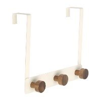 Appendiabiti sovraporta 3 pomelli crema in acacia