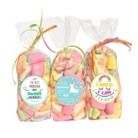 Sacchetto marshmallow multicolori con messaggio - 150 g