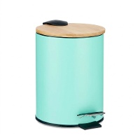 Cestino da bagno da 3 L in vari colori con coperchio in bambù