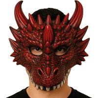Maschera da drago rossa a mezza faccia