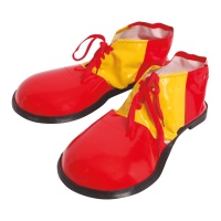 Scarpe da clown di plastica rosse e gialle