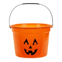 Calderone arancione con faccia di zucca di 20,5 x 15 cm