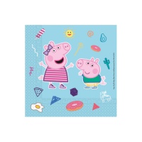 Tovaglioli Peppa Pig e George compostabili da 16,5 x 16,5 cm - 20 unità
