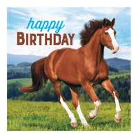 Tovaglioli Cavallo Happy Birthday da 16,5 x 16,5 cm - 16 unità