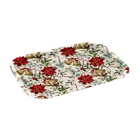 Vassoio di 40 x 28,5 cm in metallo con motivo natalizio floreale