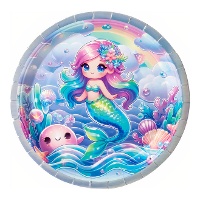 Piatti Kawaii Sirena iridescenti da 23 cm - 6 pezzi