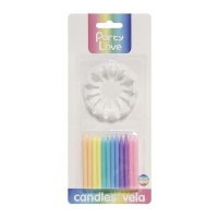 Candele pastello arcobaleno di 6 cm - 12 pezzi