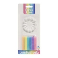 Candele pastello arcobaleno 6 cm - 12 pezzi