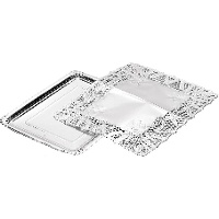 Vassoio rettangolare 34 x 25 in cartone con pizzo dorato