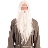 Parrucca e barba bianche da mago