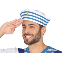Cappello da marinaio con strisce blu - 62 cm