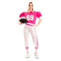 Costume giocatore rugby americano rosa da donna
