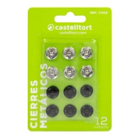 Bottoni a pressione in metallo da 1,3 cm in bianco e nero - Castelltort - 12 paia