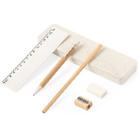 Set di scrittura in scatola di paglia di grano - 5 pezzi