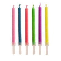 Candele con fiamme colorate 7,5 cm - Dekora - 6 unità