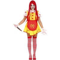 Costume clown assassino fast-food da donna