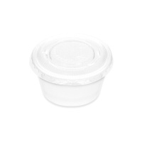 Vasetto per salse in plastica bianca da 100 ml con coperchio - 50 pz.